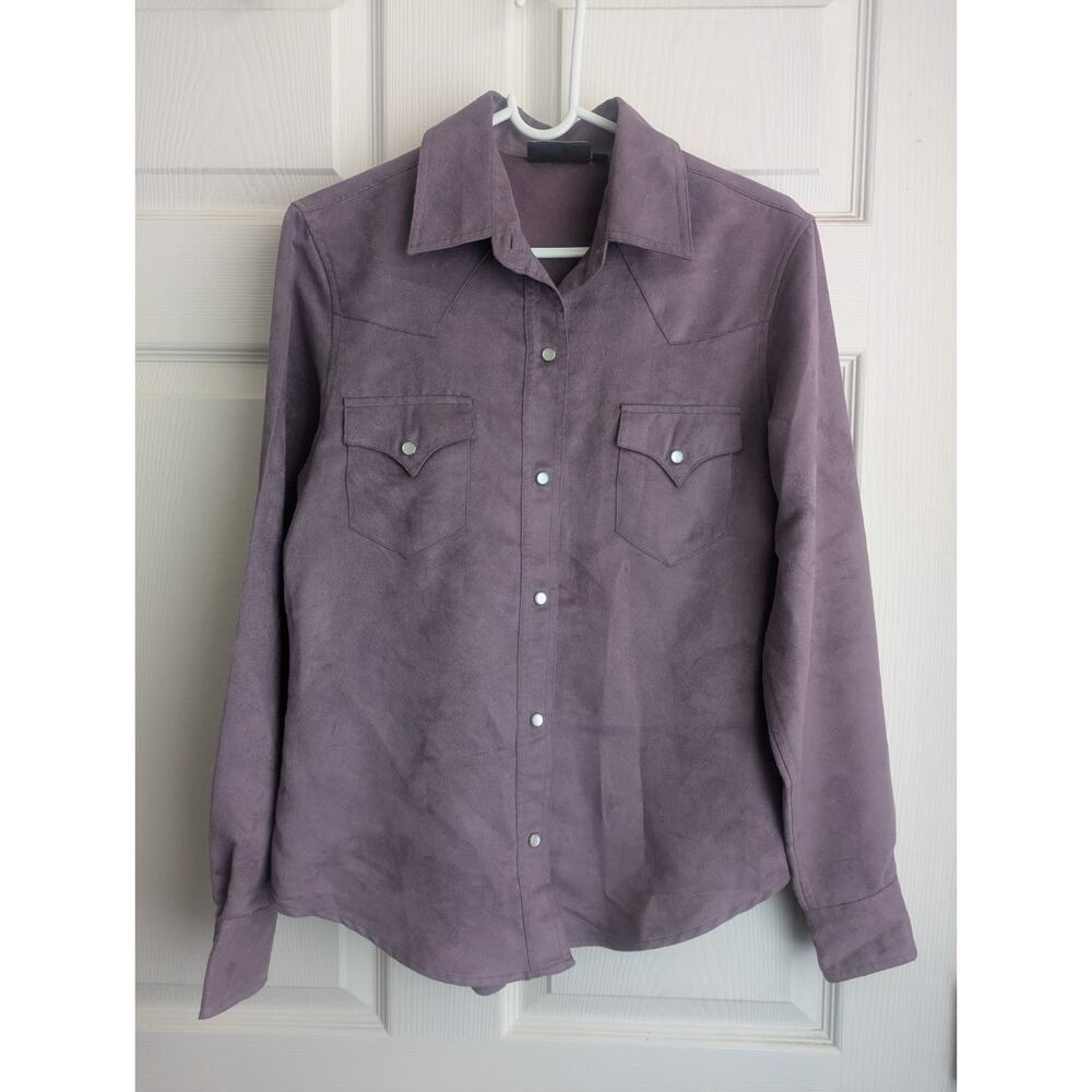 Roughrider by Circle T Women's Western Rodeo Shirt Faux Suede w/Pearl Snaps XS